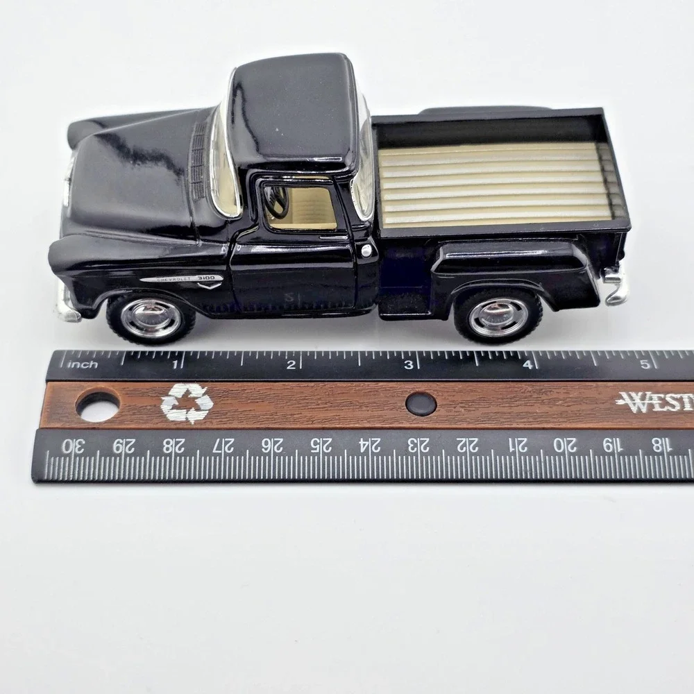 Kinsmart Diecast Cars 1955 Chevy Stepside Pick-Up 1/32 Scale Black Pull Back